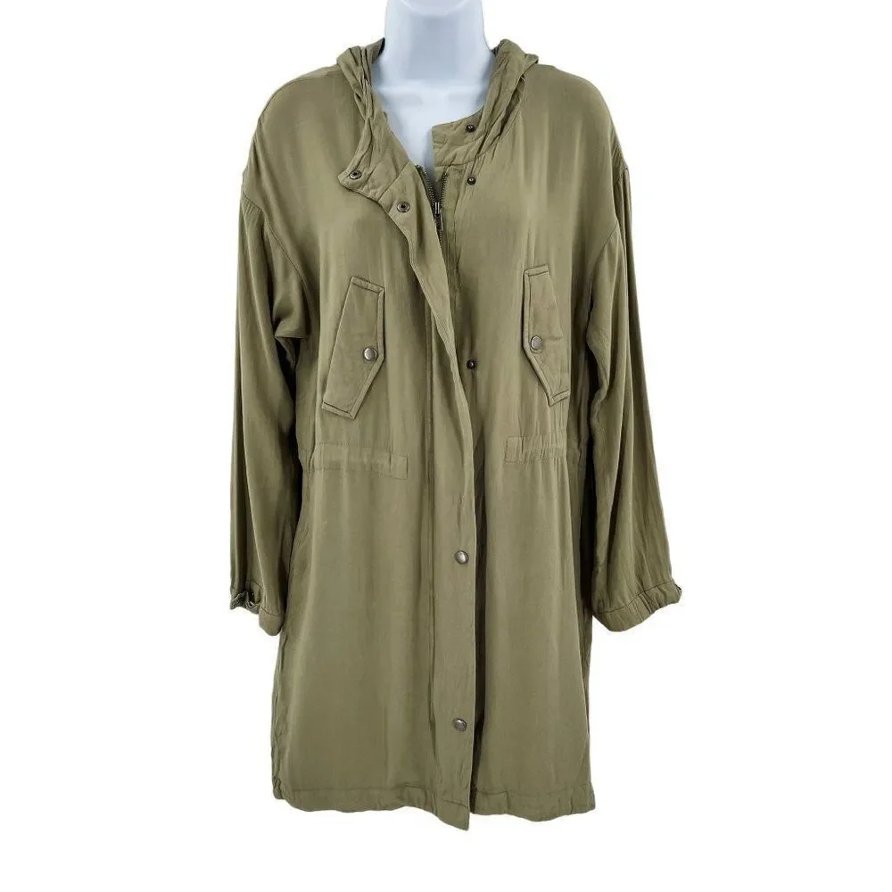 Forever 21 Long Sleeve Lightweight Zip Button Up Hooded Shacket Jacket - Picture 3 of 9